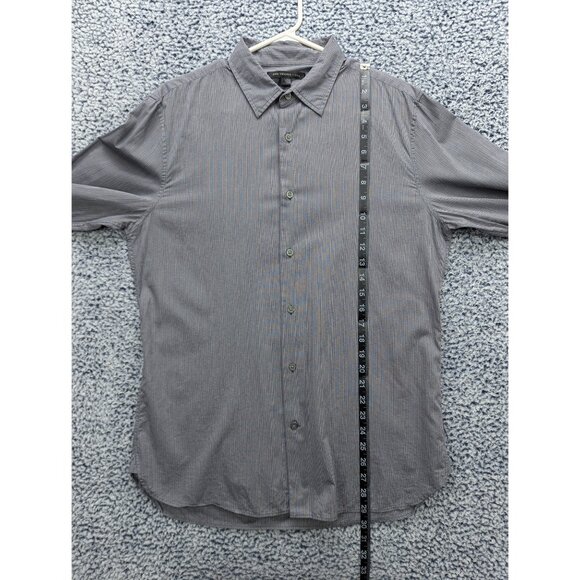 John Varvatos Button Up Shirt Mens M Long Sleeve Lightweight Striped Office Gray - Picture 9 of 11